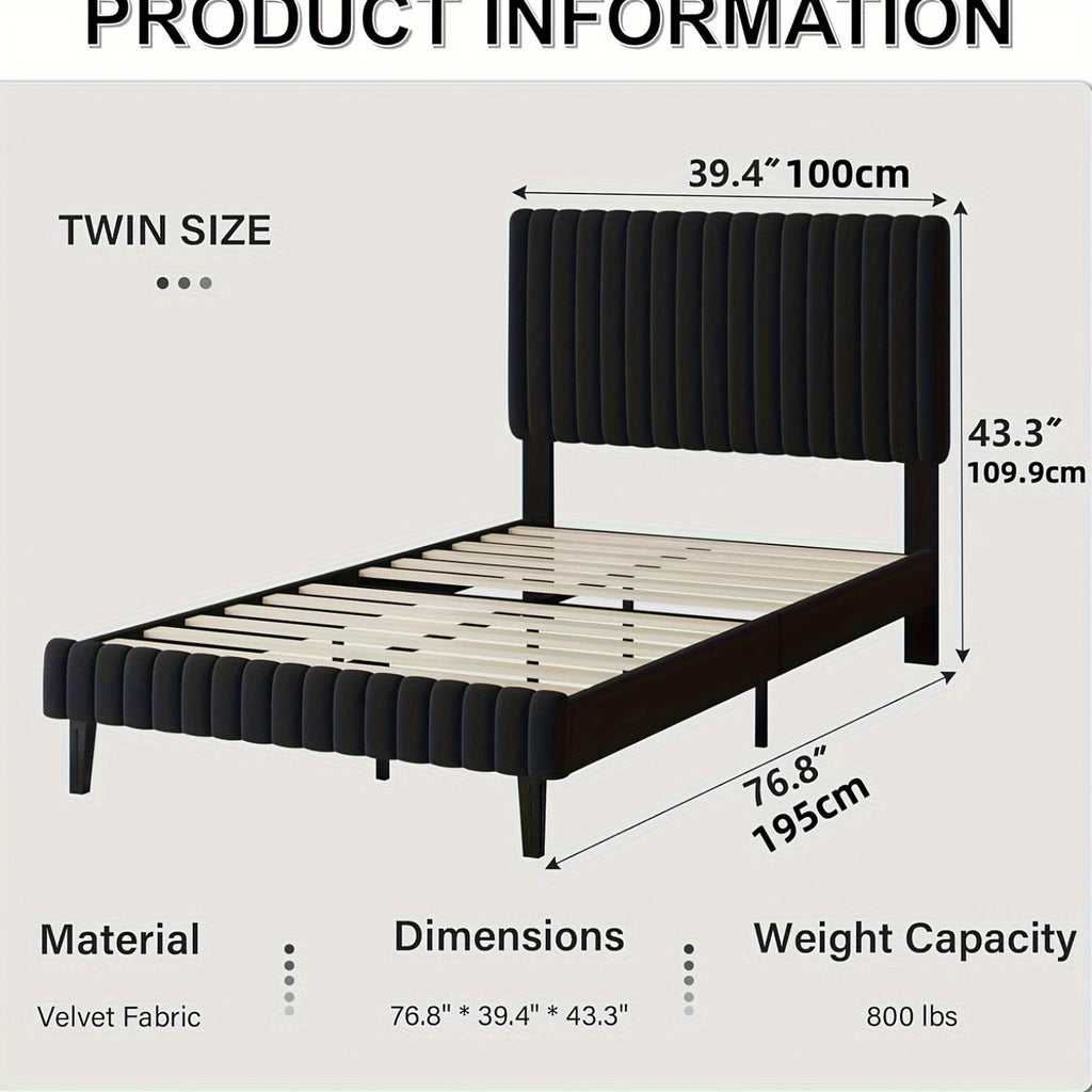 twin full queen king size bed frame velvet upholstered - Temu