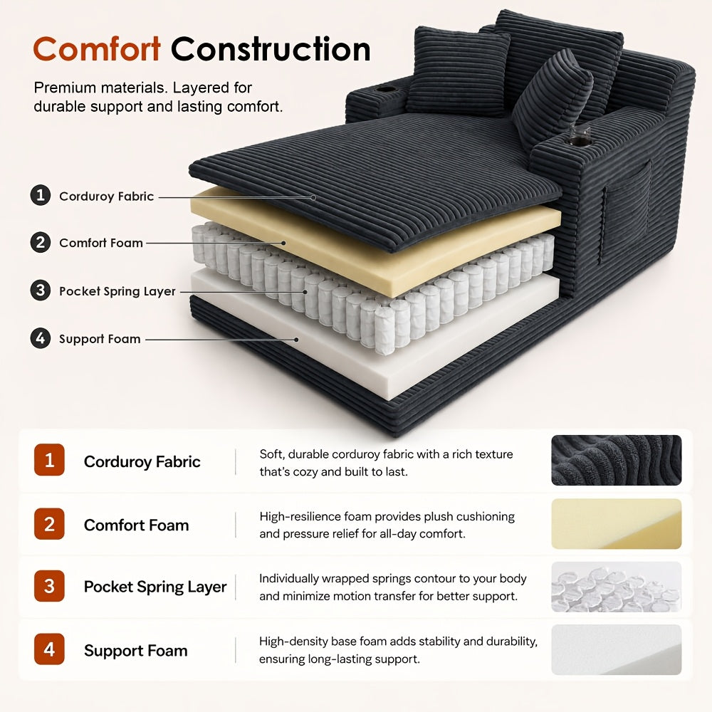 67 oversized cloud corduroy boneless chaise lounge cup - Temu