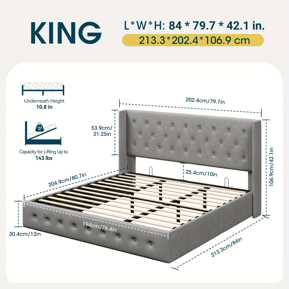 lift storage bed modern wingback upholstered - Temu