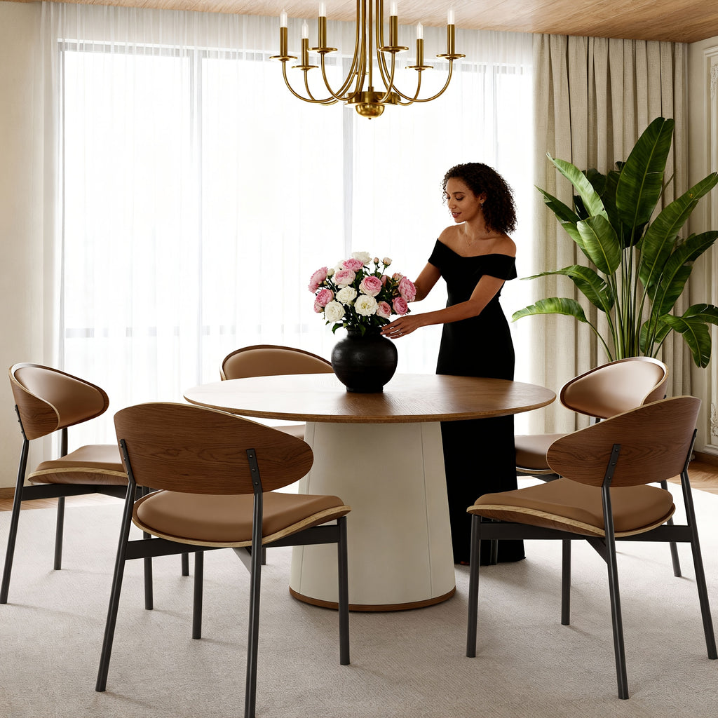 59 05 inch modern dining table round wooden top furniture - Temu