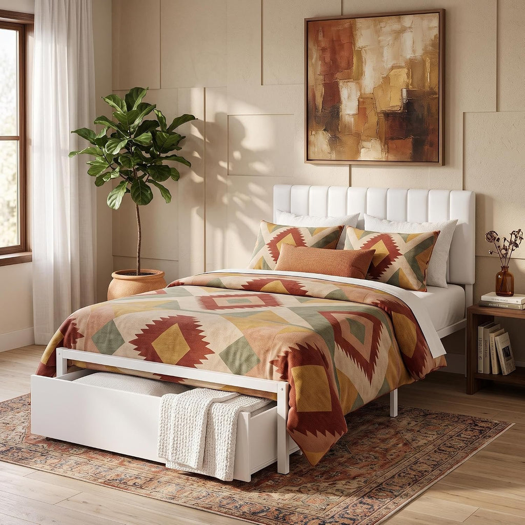 twin bed frame headboard storage drawer metal platform bed - Temu