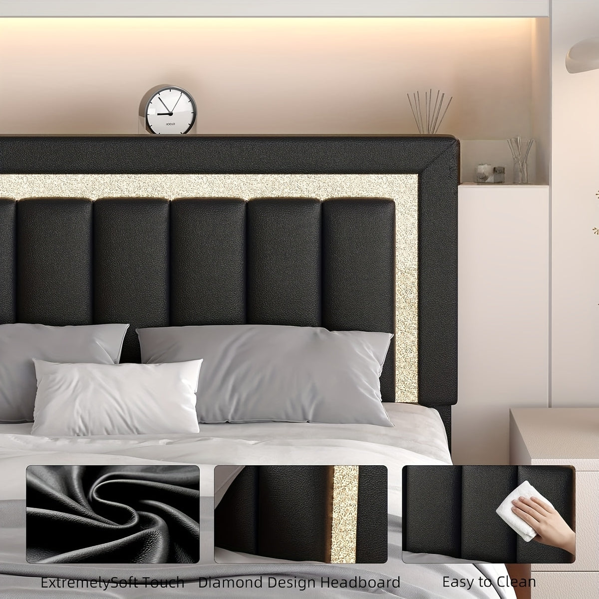 twin full queen smart led lights floating bed frame   - Temu