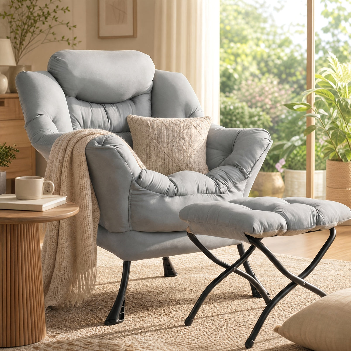 accent lounge reading arm chair footstool - Temu