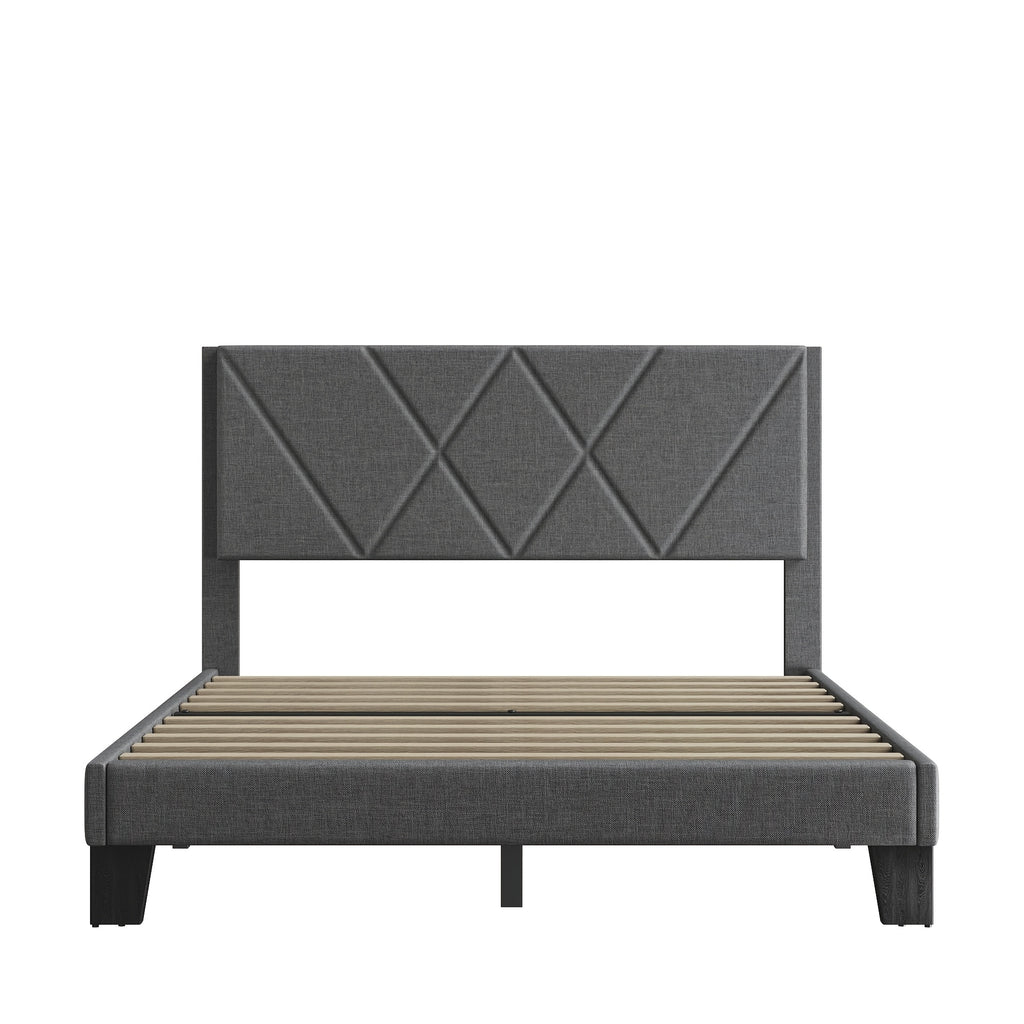 bed frame upholstered headboard wooden slat support heavy - Temu