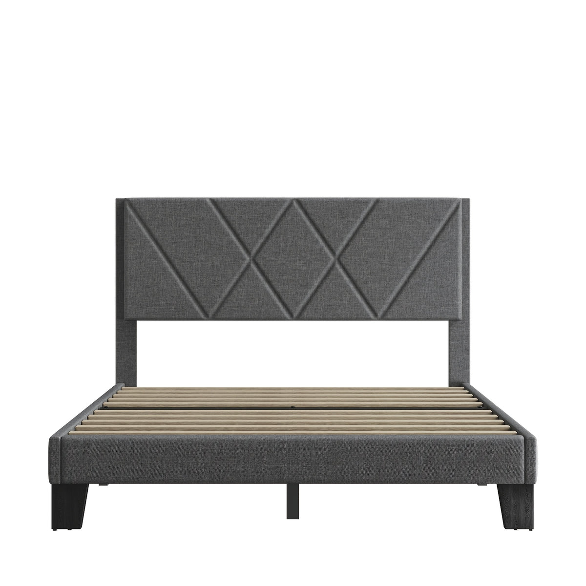 bed frame upholstered headboard wooden slat support heavy - Temu