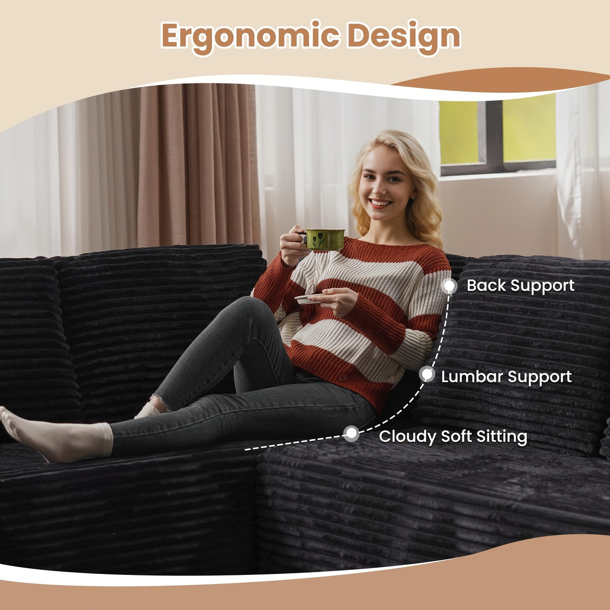 134 inch ultra large u shaped cloud sofa suitable living - Temu