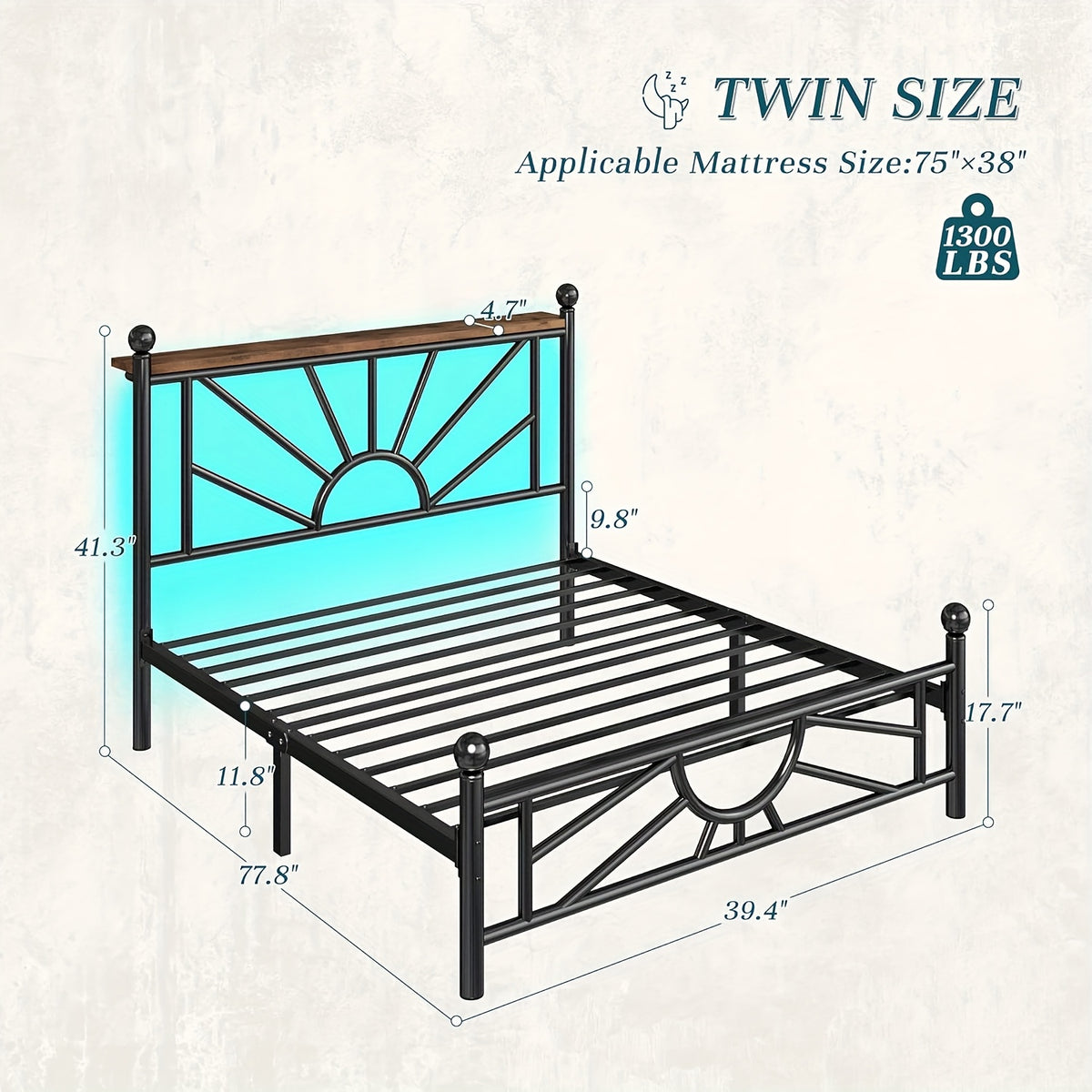 twin full queen metal bed frames led lights strong metal - Temu