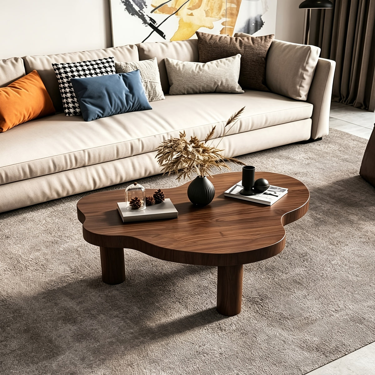 cloud shaped coffee table features thick sturdy wooden legs - Temu
