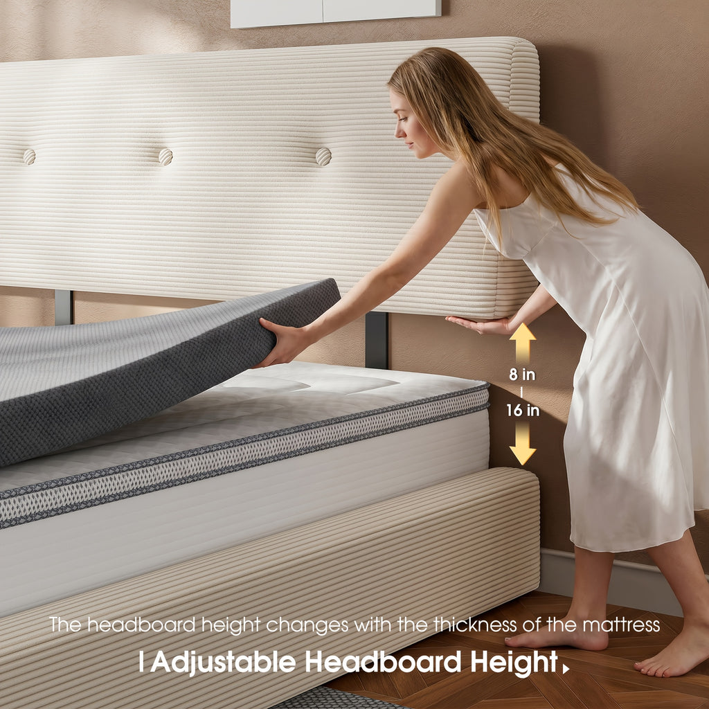 cloud bed frame adjustable headboard upholstered soft king - Temu