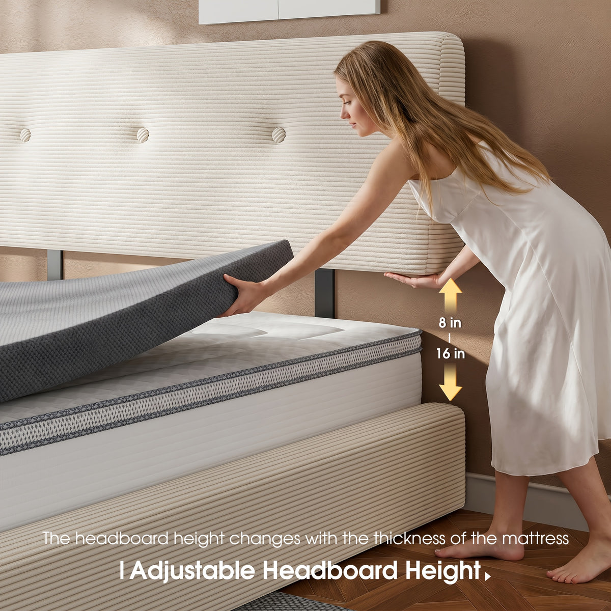 cloud bed frame adjustable headboard upholstered soft king - Temu