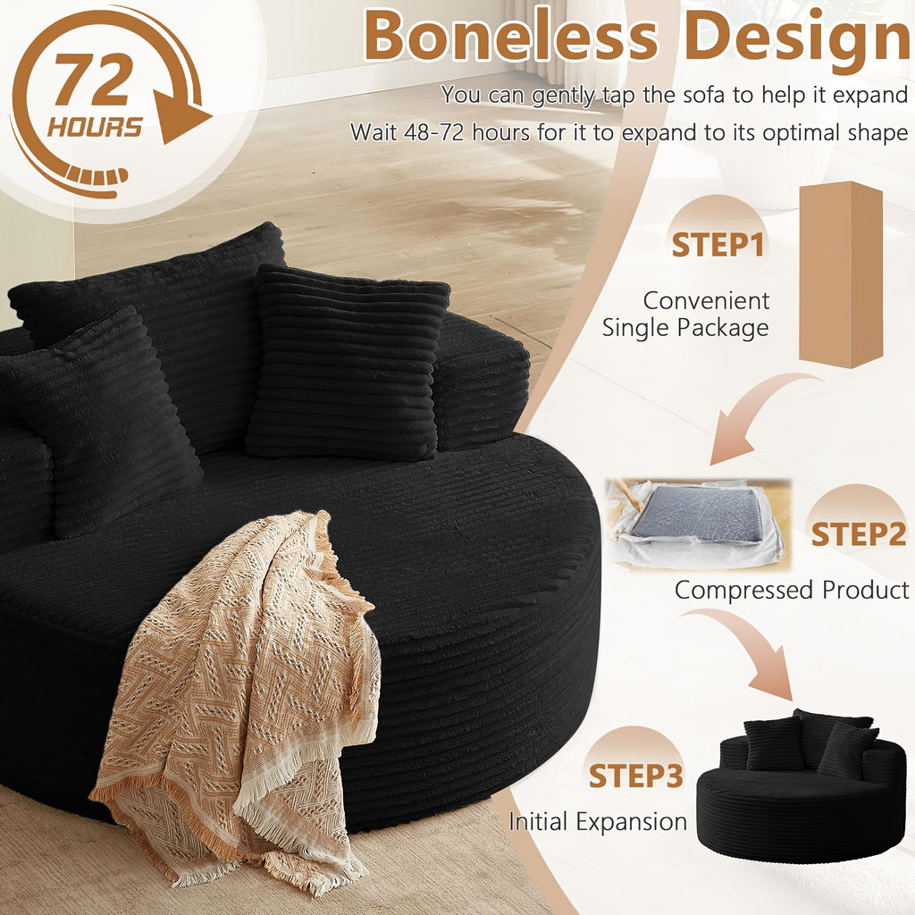 55 oversized round lounge chair boneless couch living room - Temu