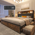 king queen full bed frame 4 storage drawers headboard - Temu