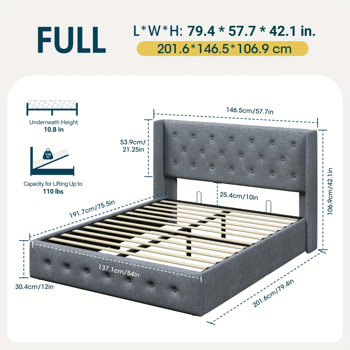 lift storage bed modern wingback upholstered - Temu