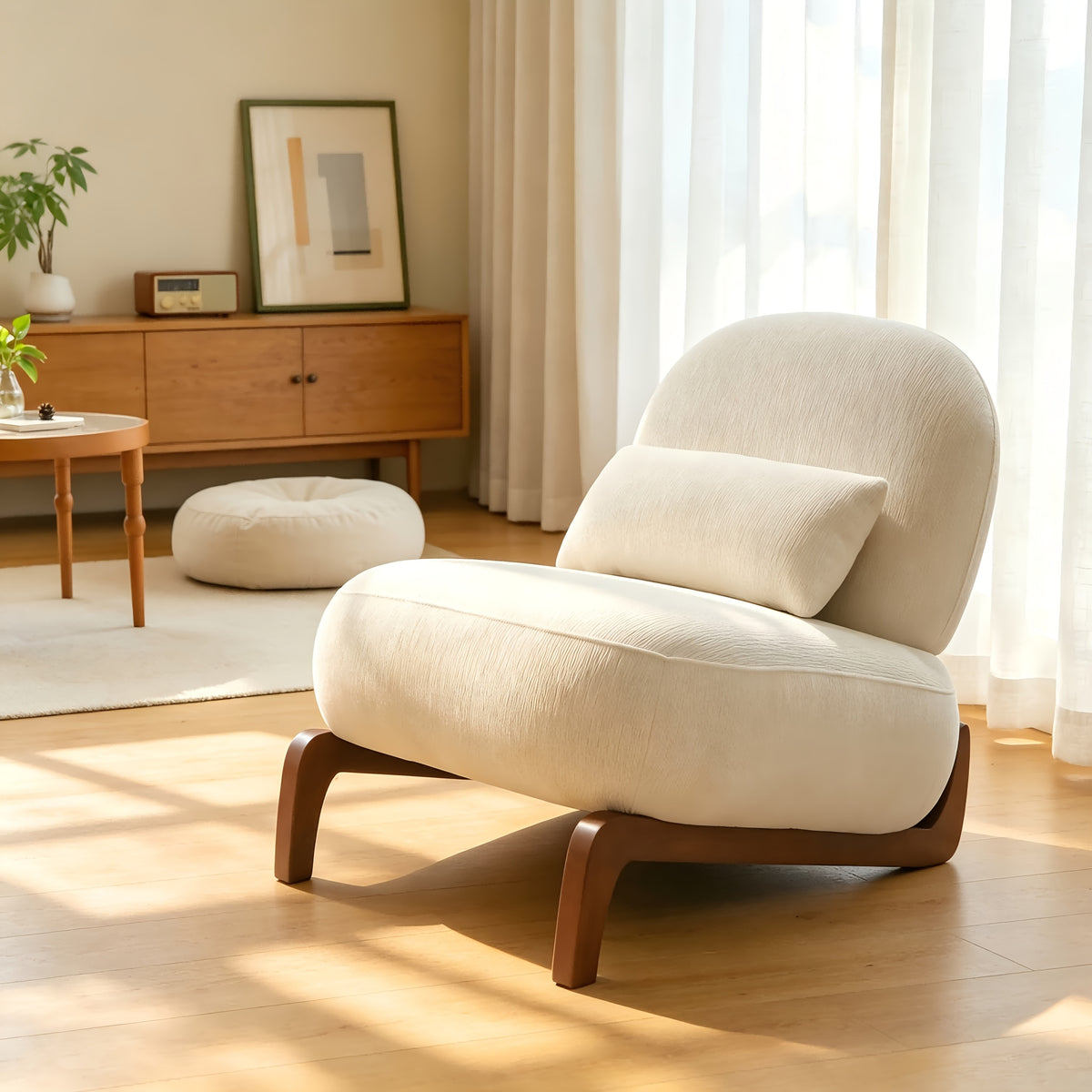 fashionable single person leisure chair solid wood curved - Temu