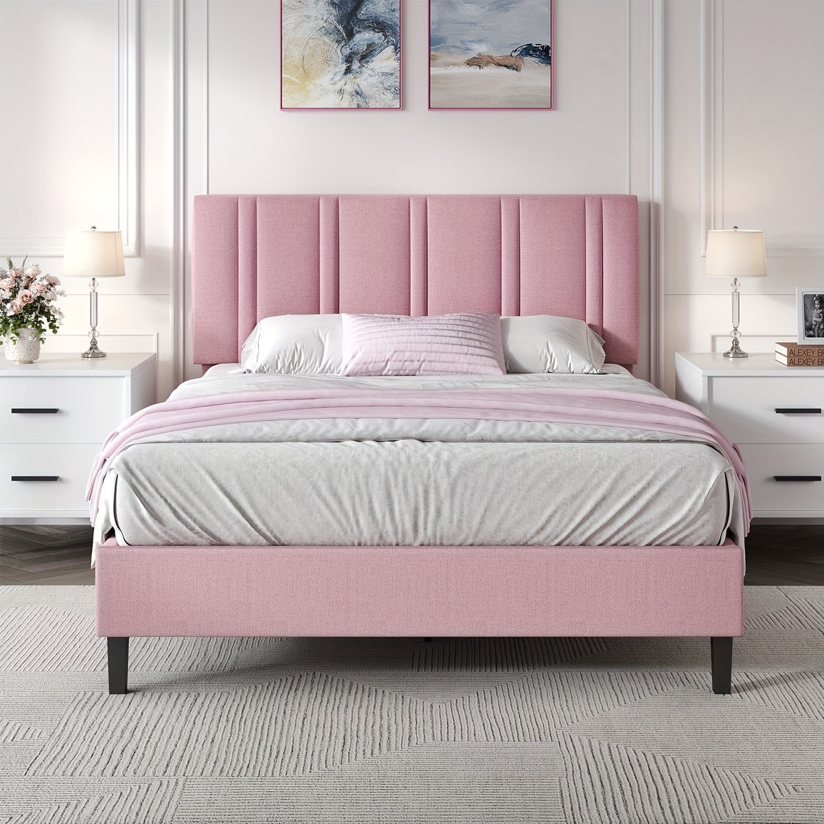 twin full queen size bed frame headboard sturdy wooden - Temu
