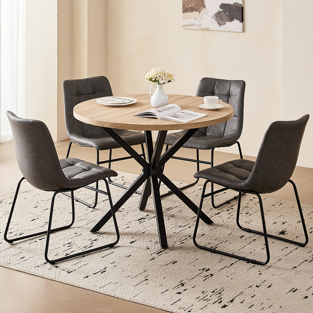 39 modern round 5pcs dining set natural wood grain - Temu