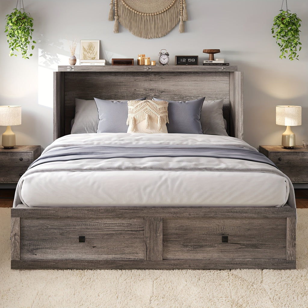 farmhouse murphy bed storage charging station foldable panel - Temu