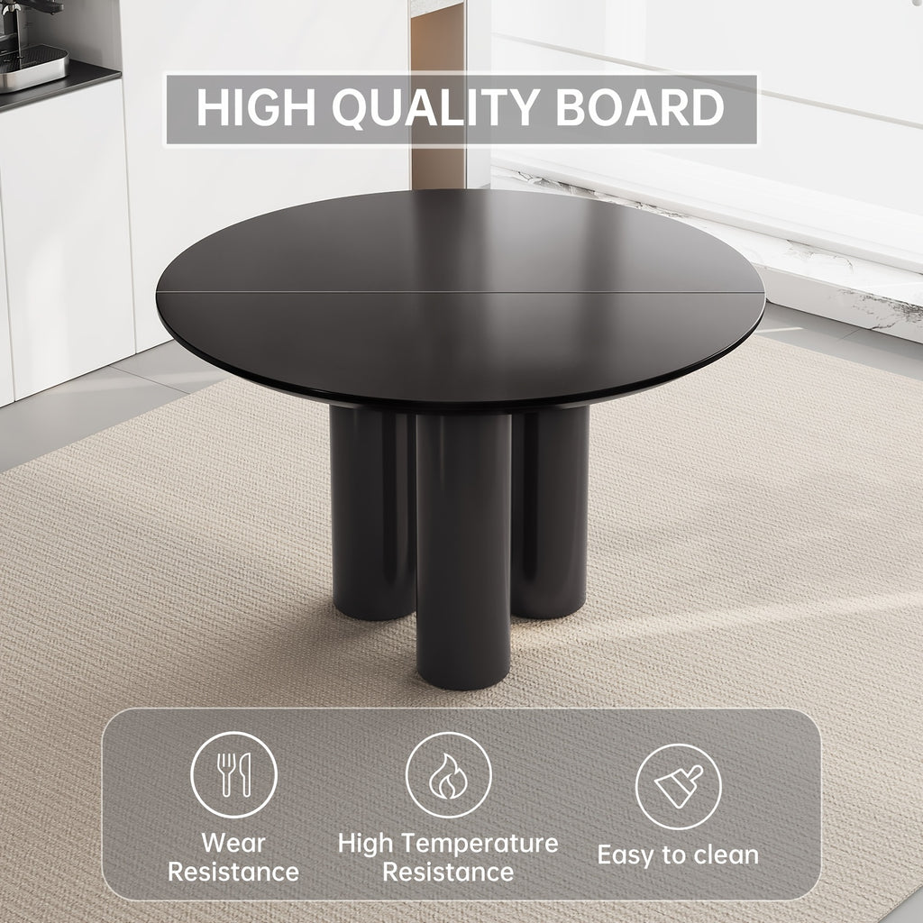 46 06 black dining table set 2 4 chairs modern round kitchen - Temu