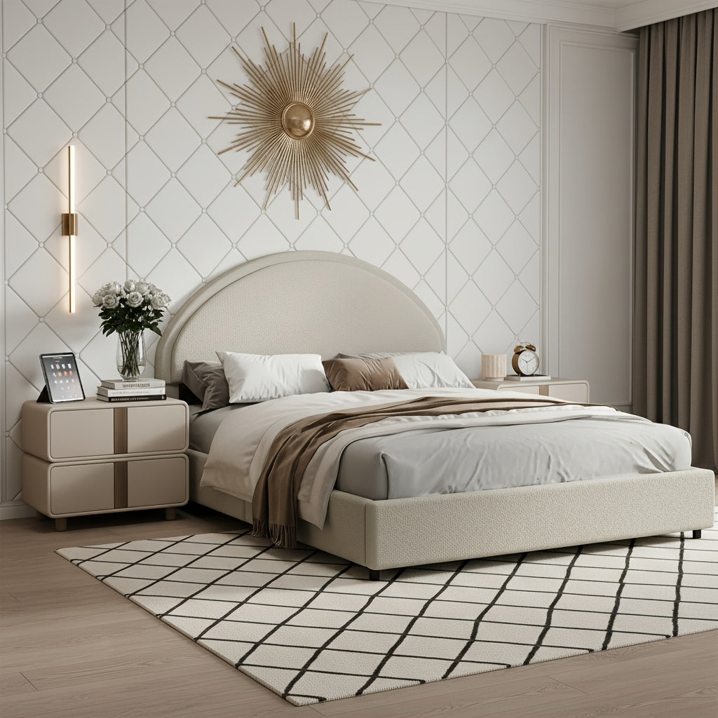 twin full queen king bed frame boucle upholstered headboard - Temu