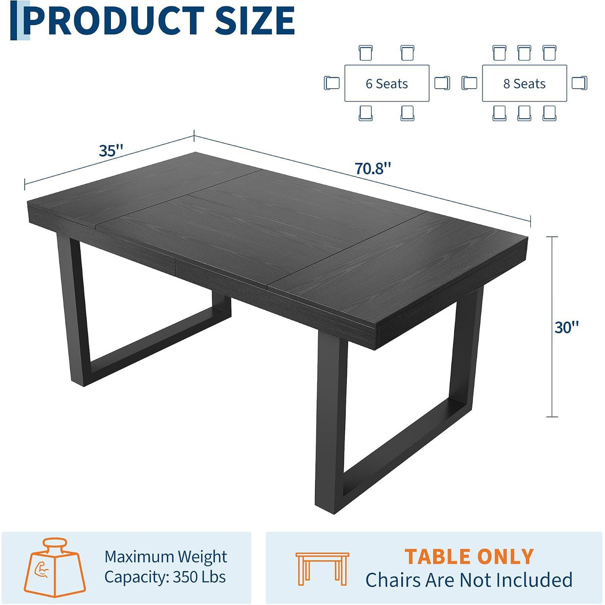 70 8 rustic farmhouse dining table 6 8 kitchen table metal - Temu