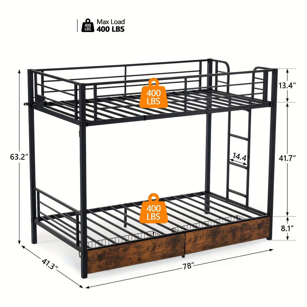 metal twin bunk bed framewith led lights non slip - Temu