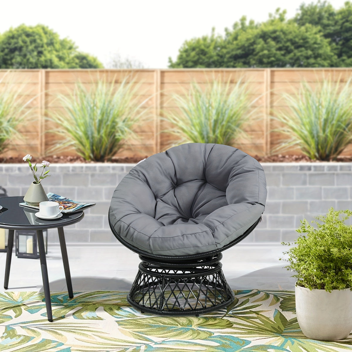 37 wicker papasan circle chair 360 swivel outdoor furniture - Temu