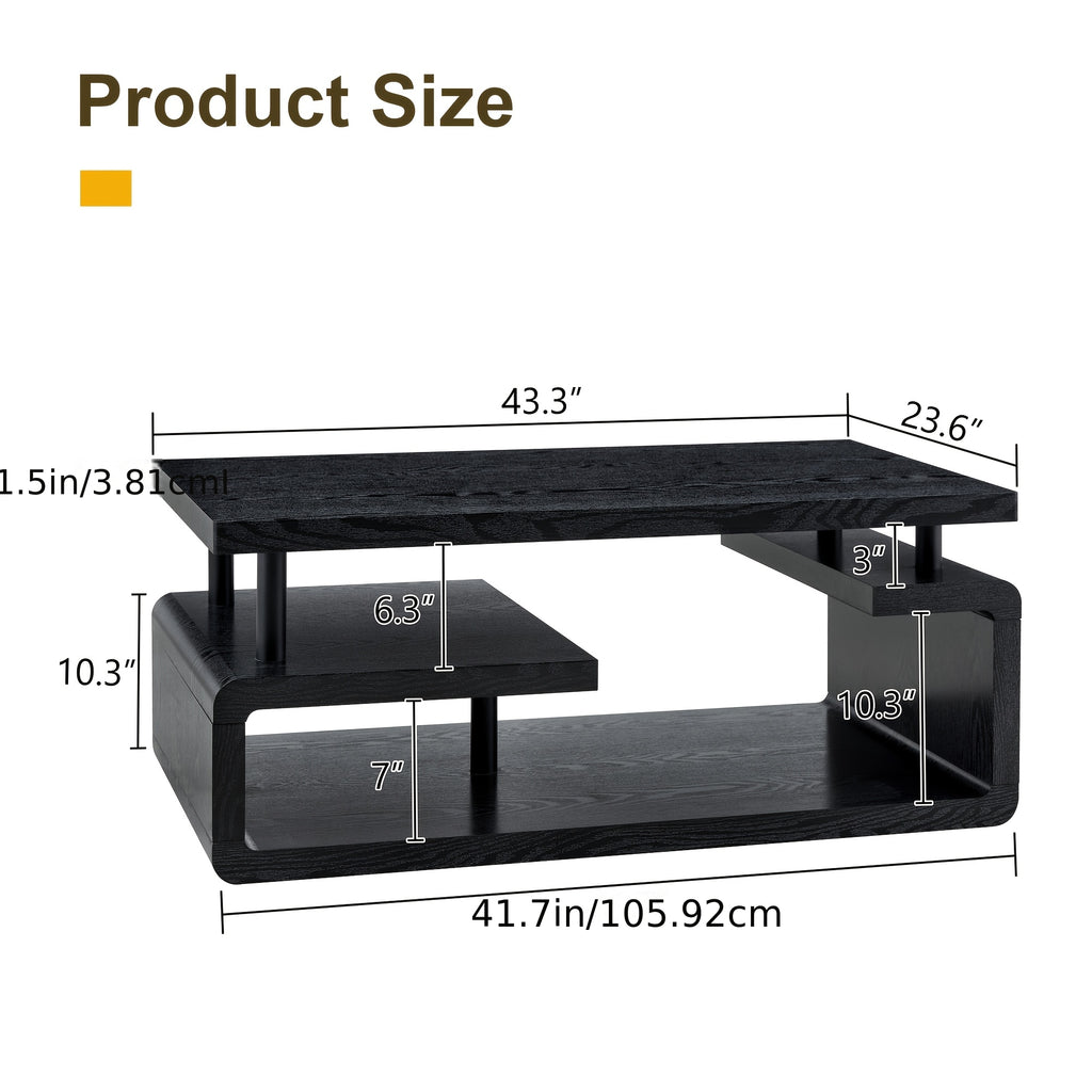 contemporary three tier mdf coffee table featuring a sleek - Temu