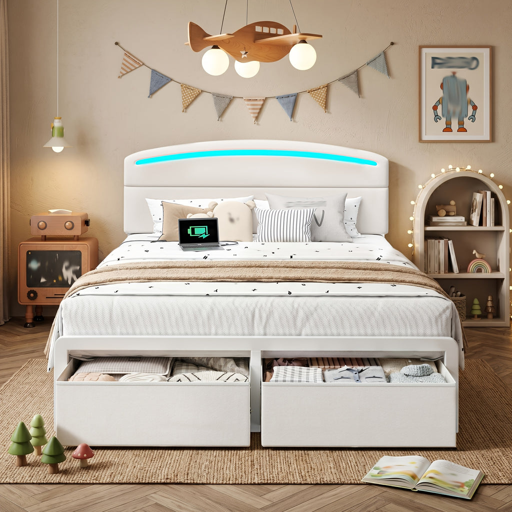 full queen king size bed frame storage charging station - Temu