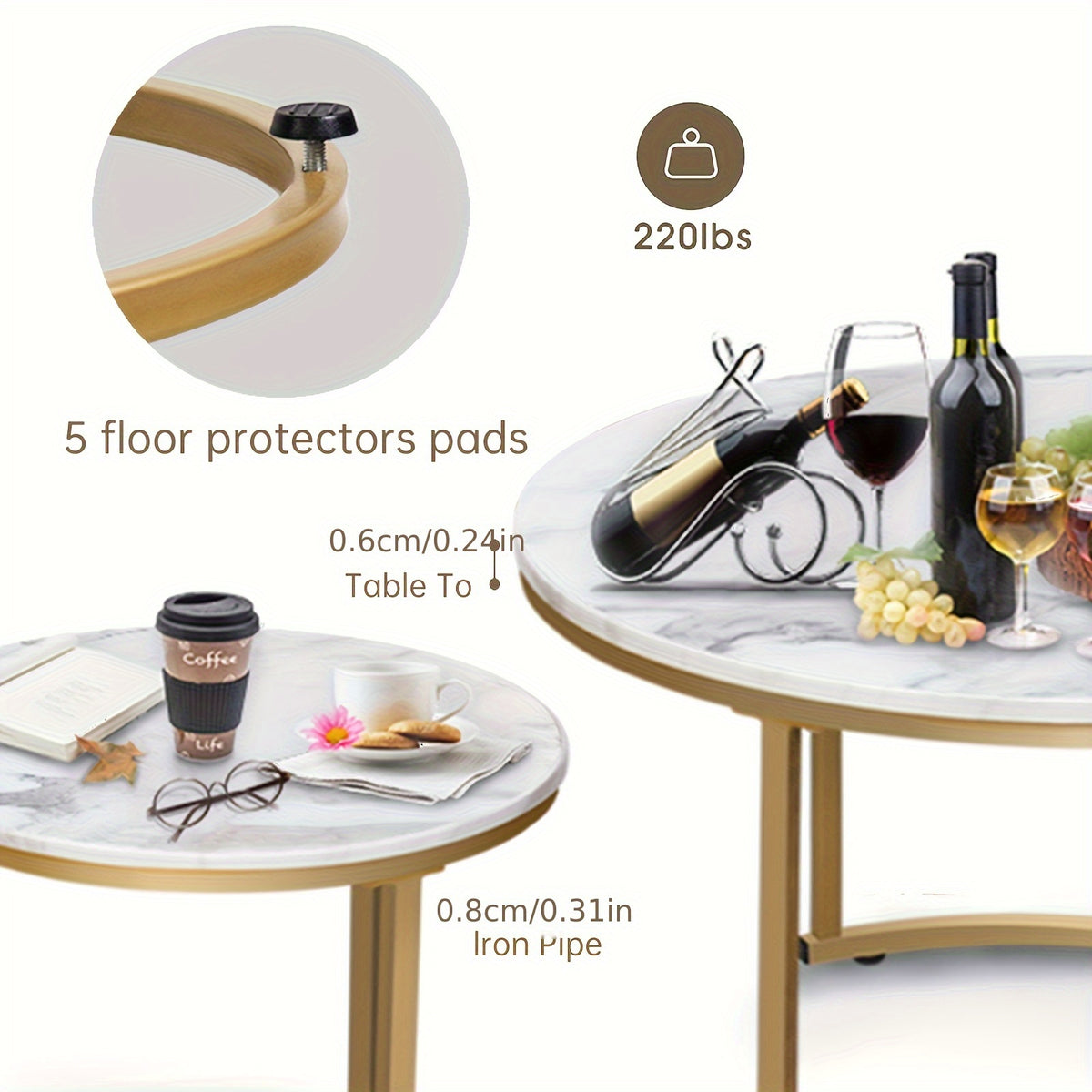 set two circular nesting tables featuring a white   - Temu