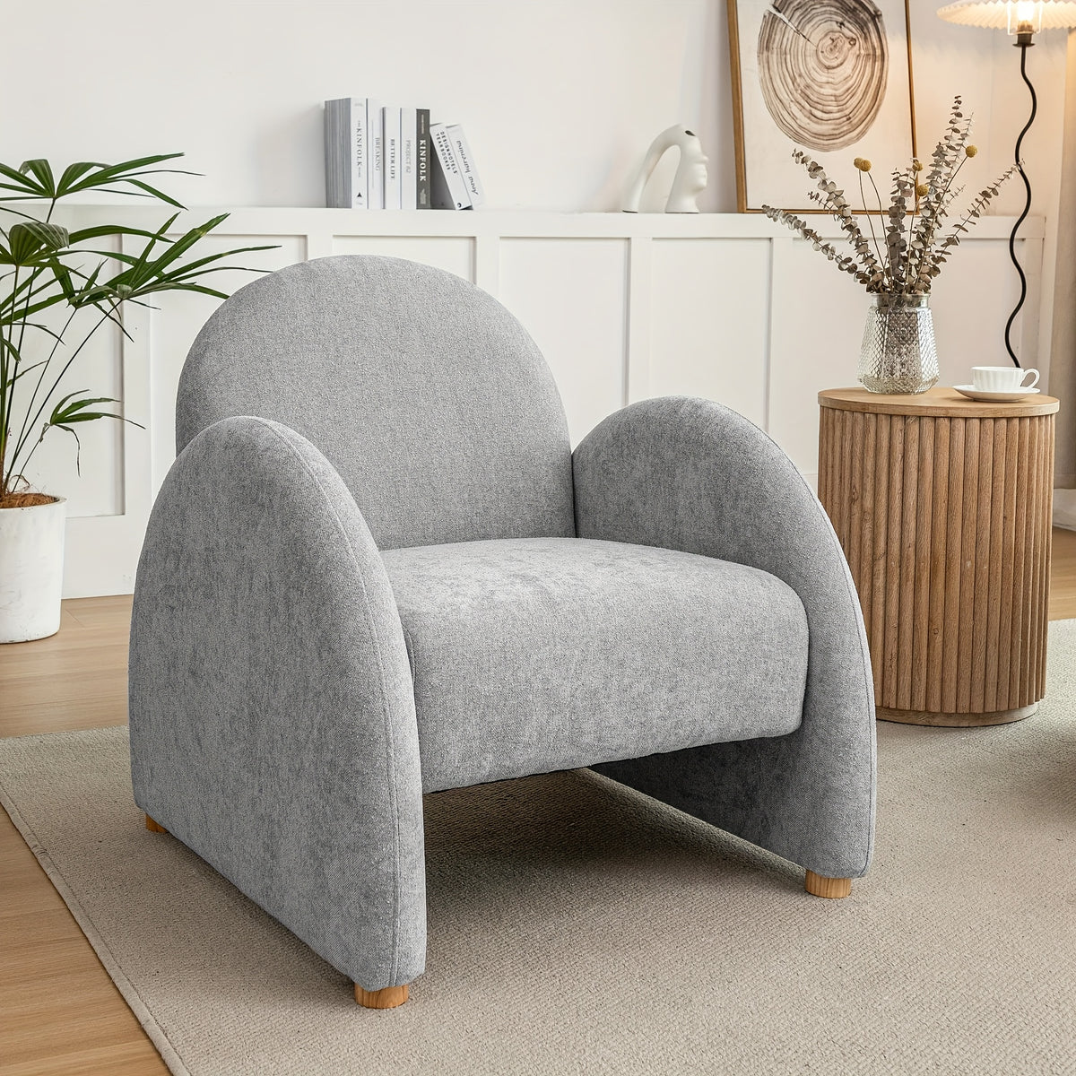 modern accent chair upholstered boucle arm single sofa comfy - Temu