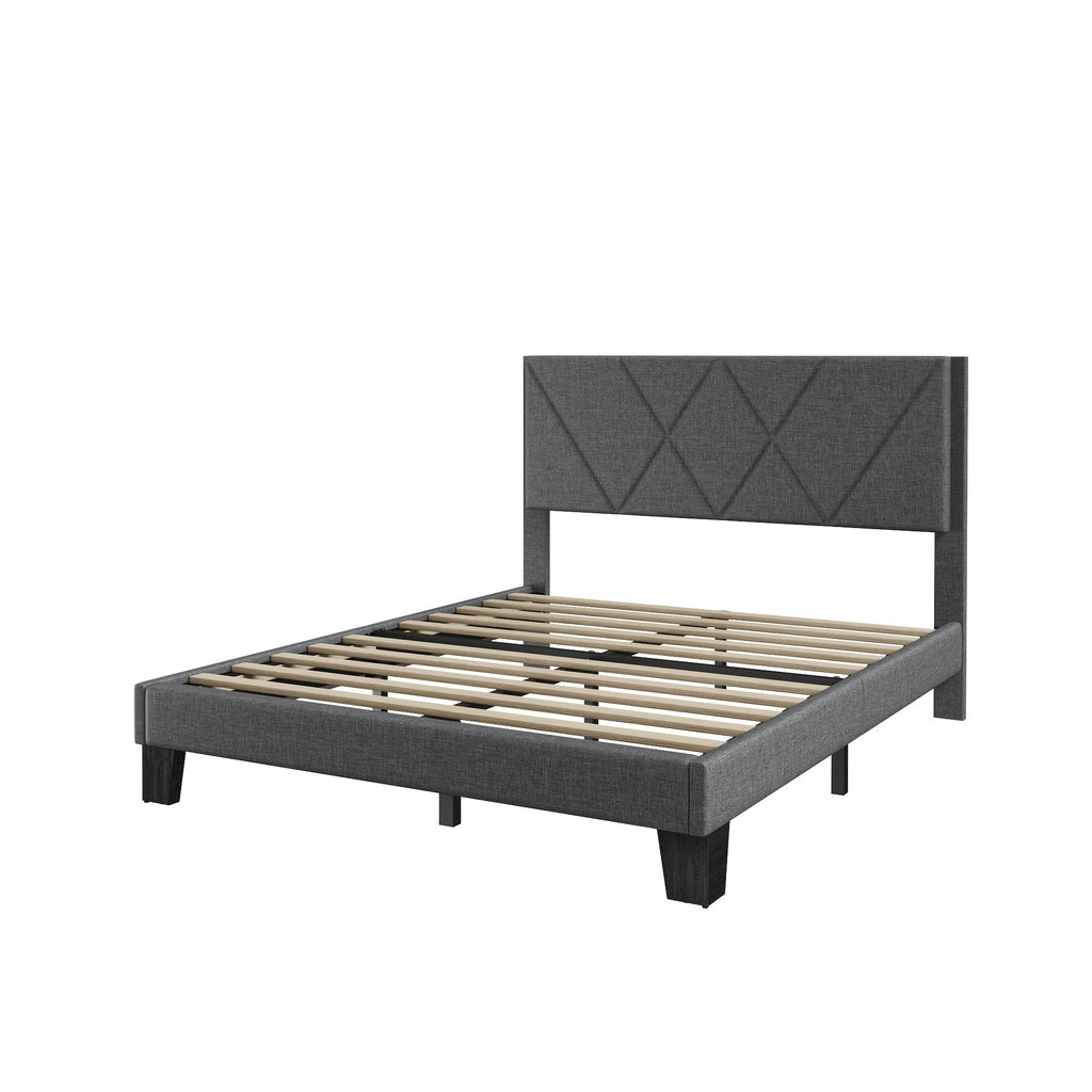 bed frame upholstered headboard wooden slat support heavy - Temu