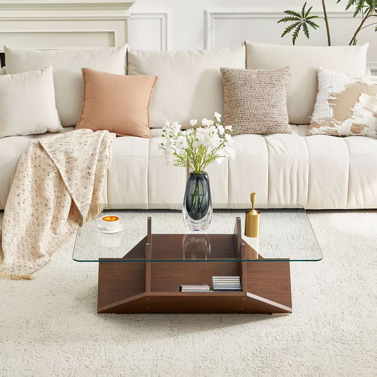 coffee table modern   tempered glass mdf - Temu