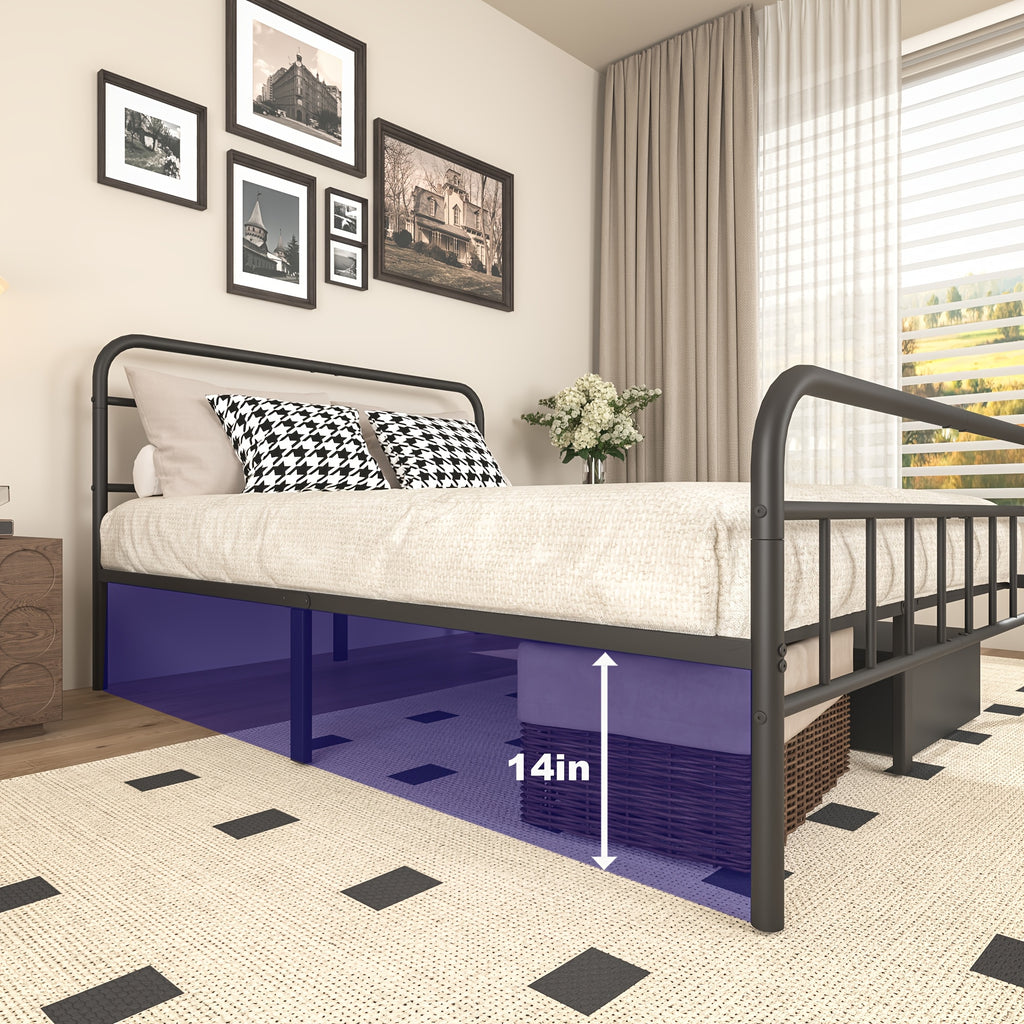 metal platform bed frame industrial style headboard - Temu