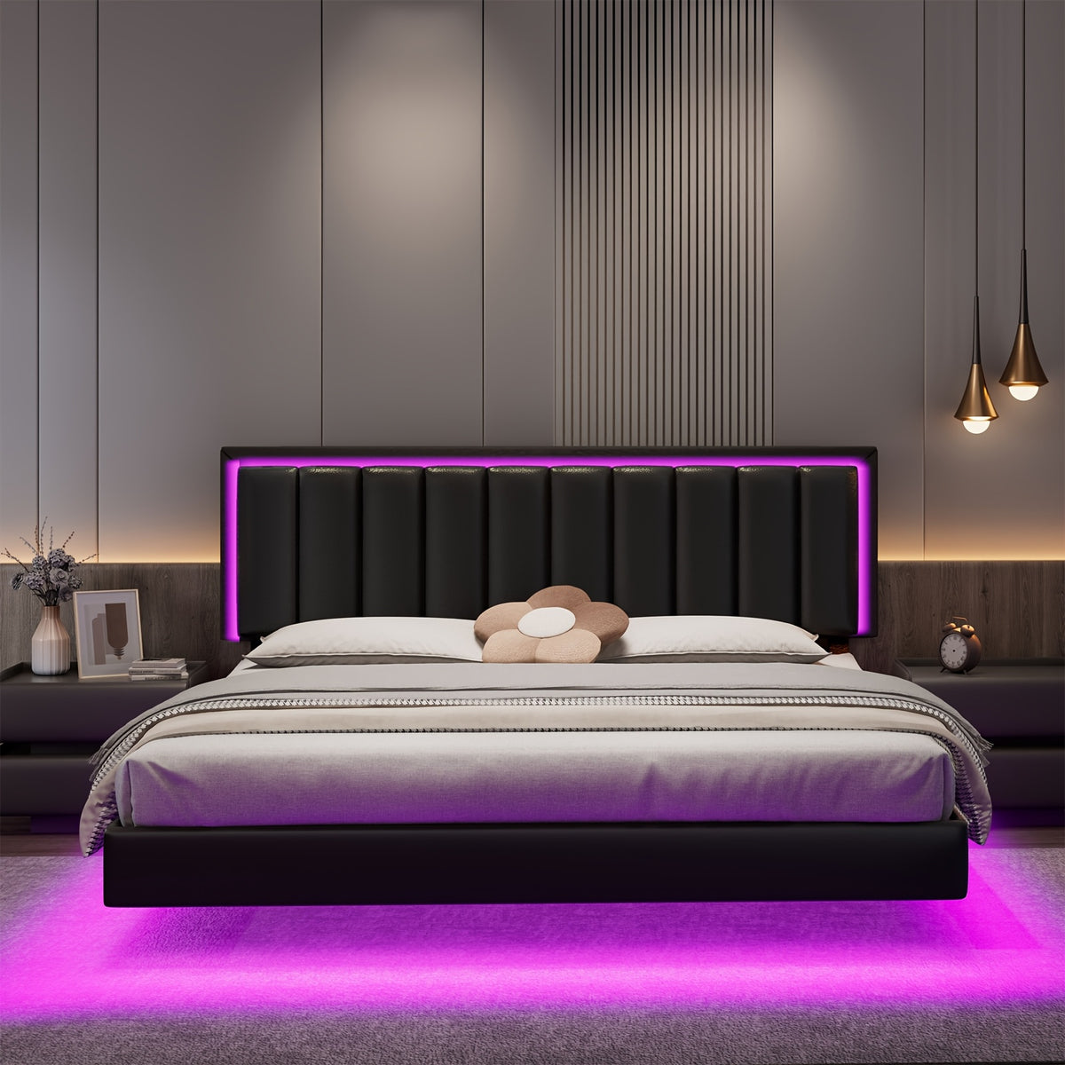 full queen king size floating bed frame led lights - Temu