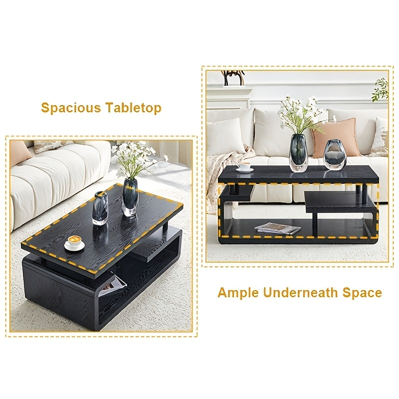 contemporary three tier mdf coffee table featuring a sleek - Temu