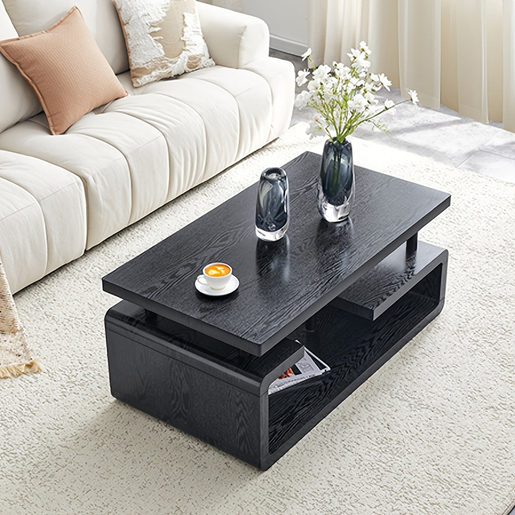 contemporary three tier mdf coffee table featuring a sleek - Temu