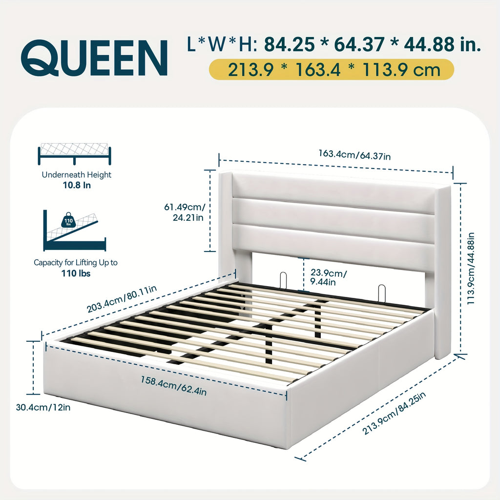 lift storage bed modern wingback upholstered - Temu