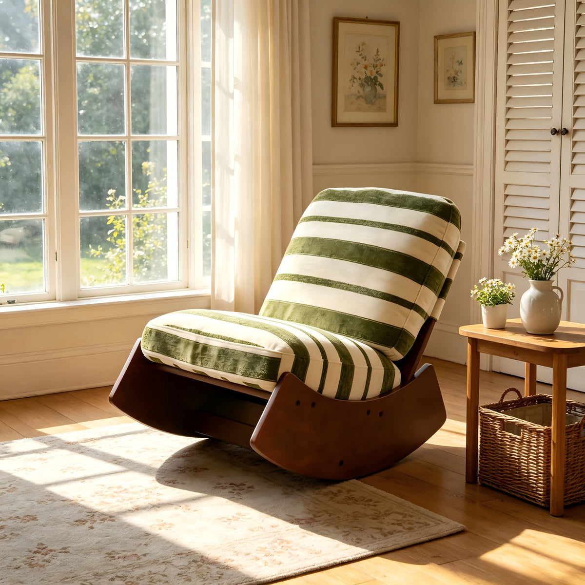 single retro   century modern rocking chair thick cushion - Temu