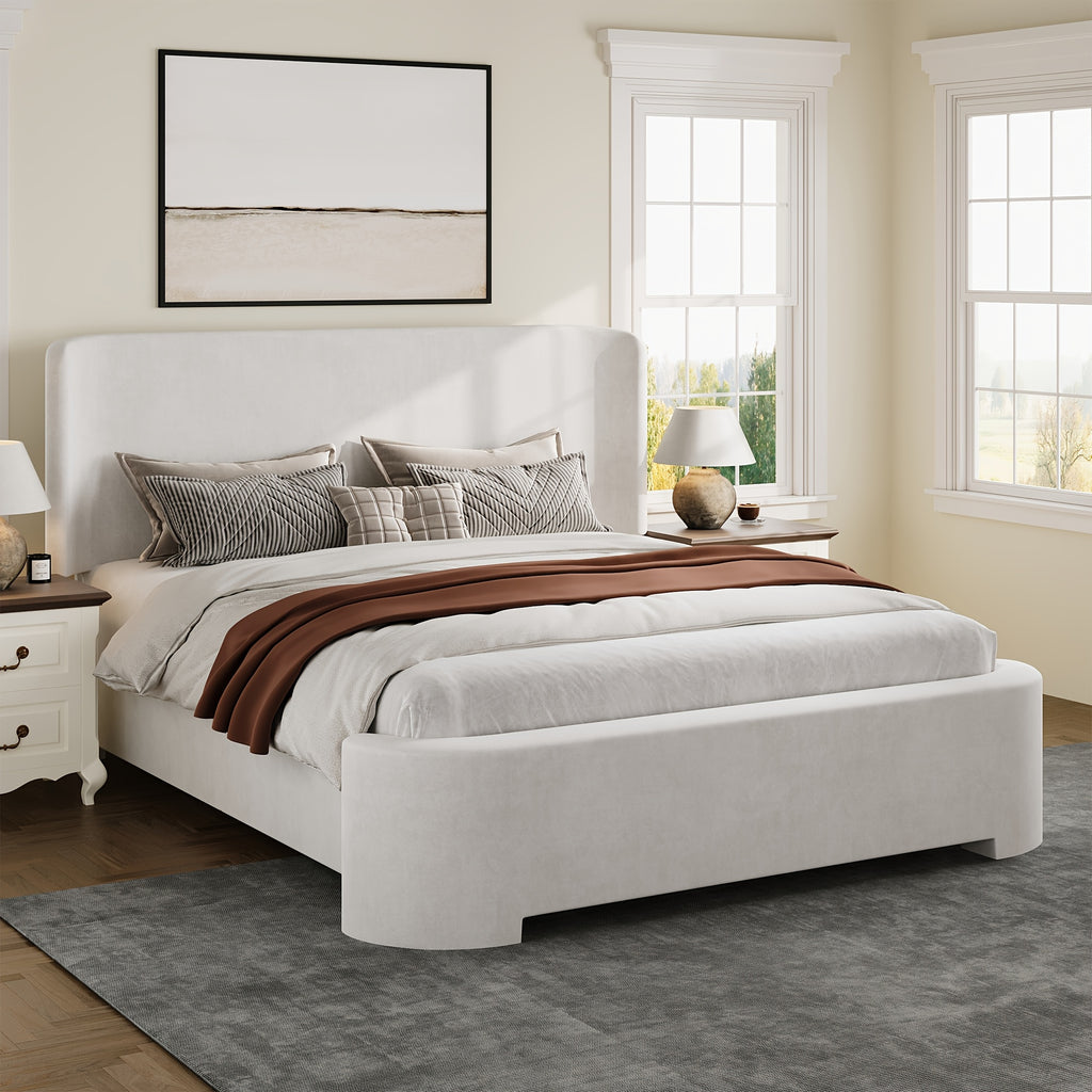 curved headboard footboard full queen size bed frame velvet - Temu