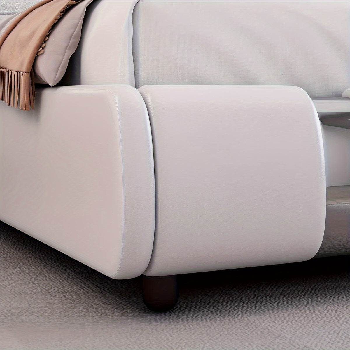contemporary platform bed frame made faux leather featuring - Temu