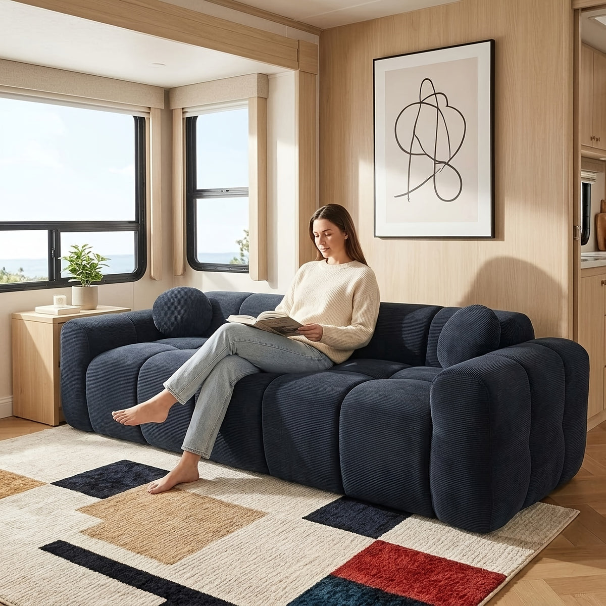 98 4 inch boneless sofa couch 2 pillows extra deep seats - Temu