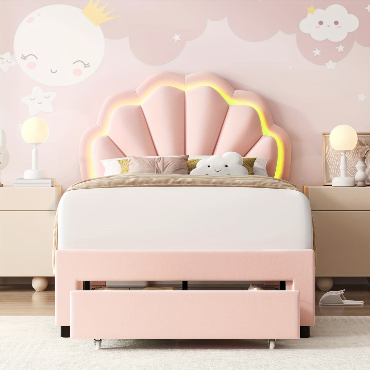 fultru led bed frame featuring a   storage drawer - Temu