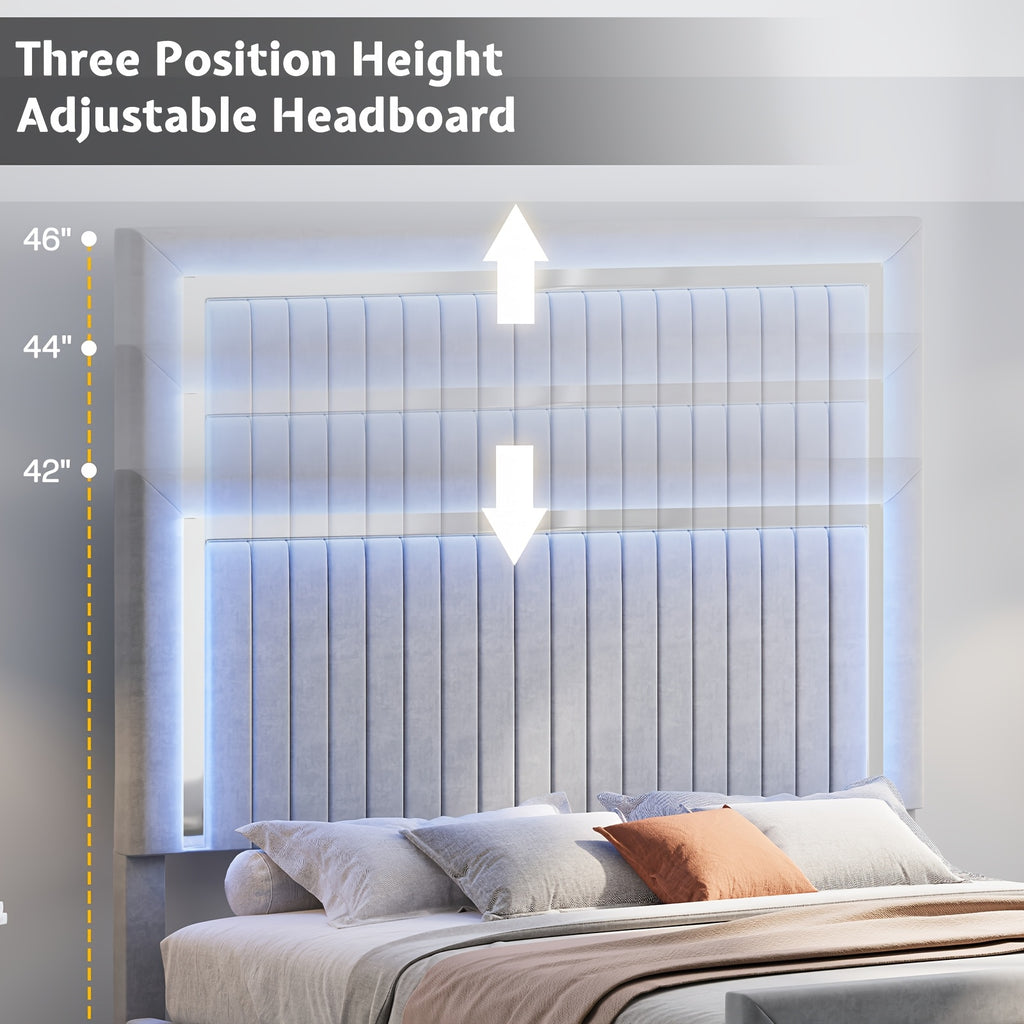 queen size led platform bed frame upholstered design - Temu