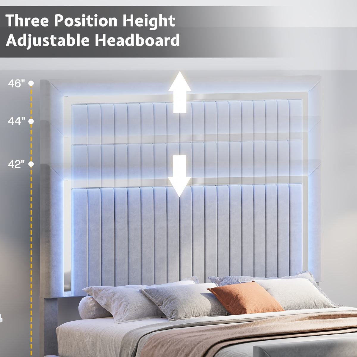 queen size led platform bed frame upholstered design - Temu