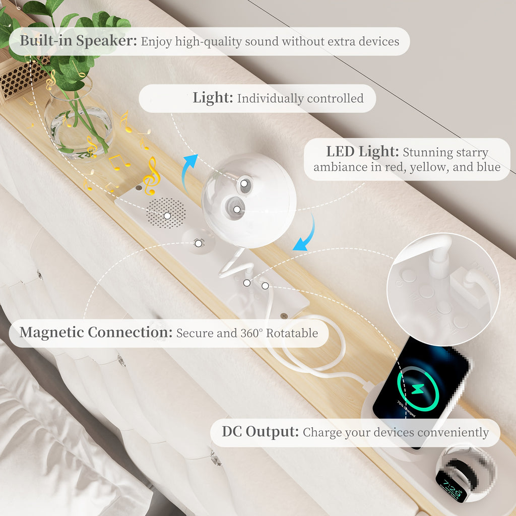 queen led bed frame galaxy   projector charging - Temu