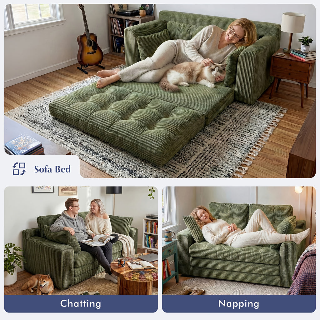 no assembly corduroy convertible loveseat sofa bed 2 in 1 - Temu