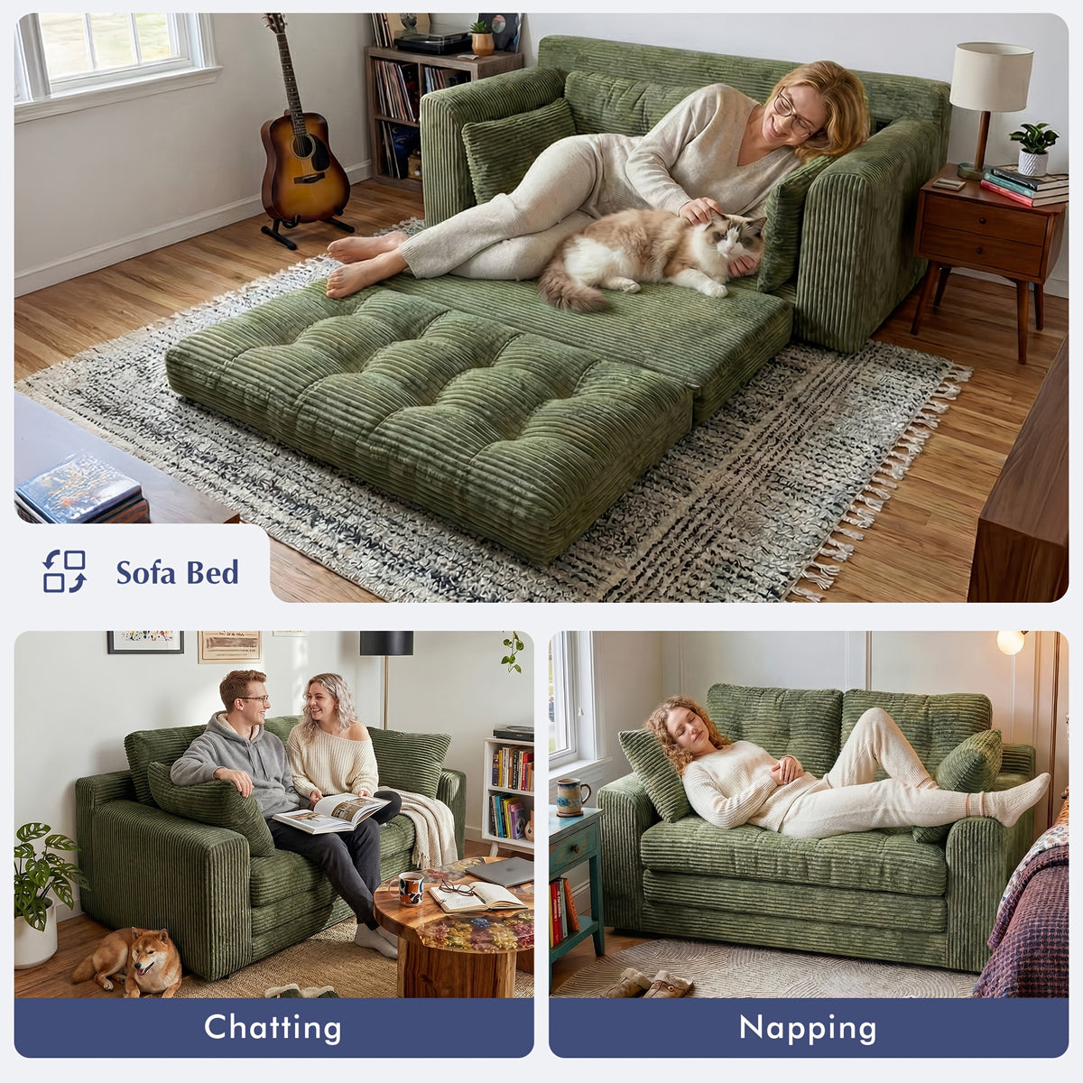 no assembly corduroy convertible loveseat sofa bed 2 in 1 - Temu