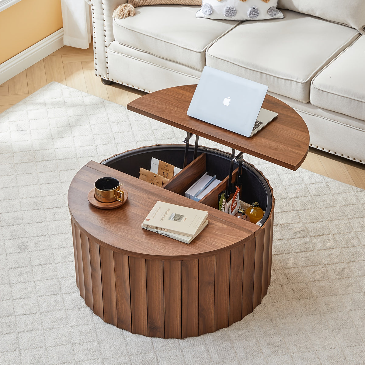 31 5   century modern fluted drum coffee table round lift - Temu