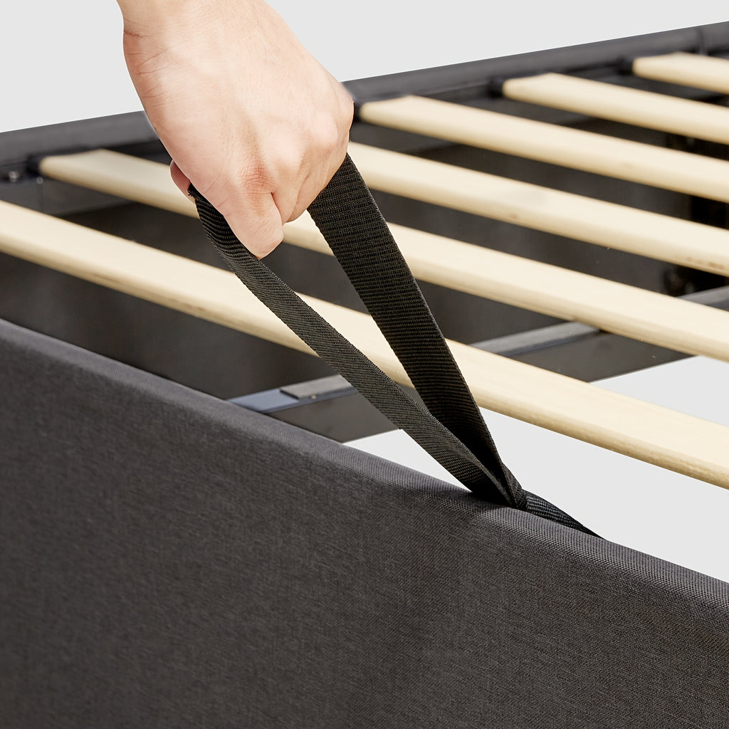 fabric lift storage bed frame featuring wingback - Temu