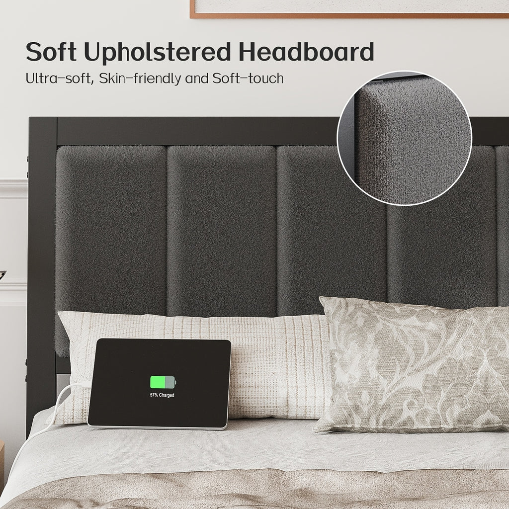 metal platform bed frame led lights charging station usb - Temu